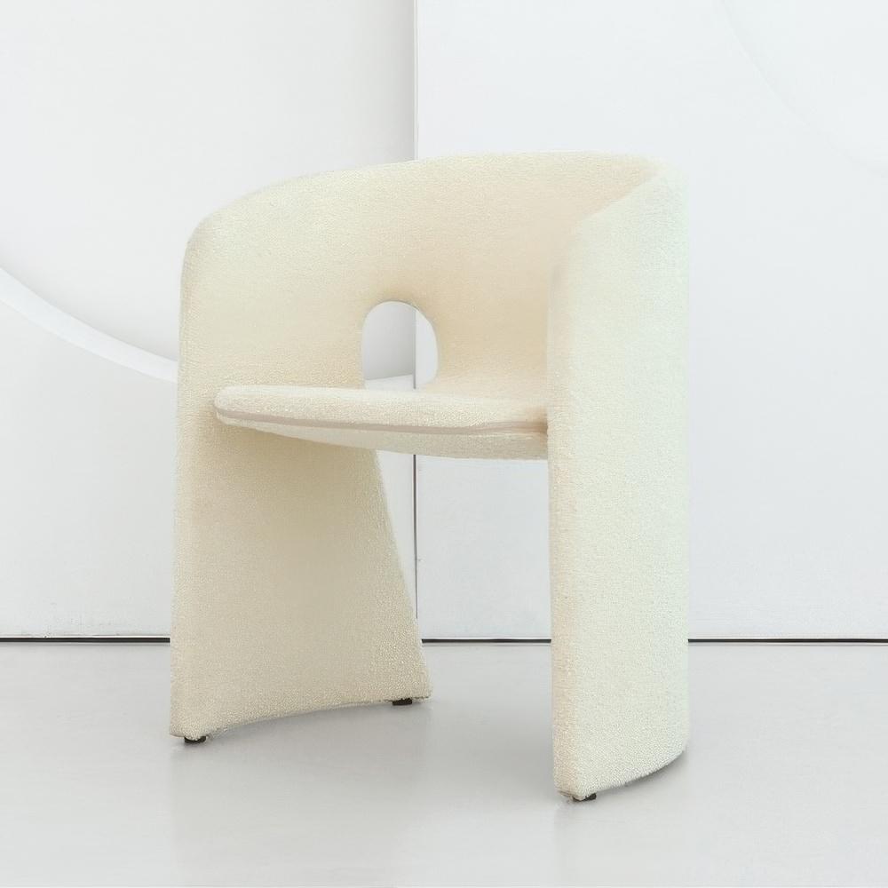 부클 패브릭 암체어 - 아이보리