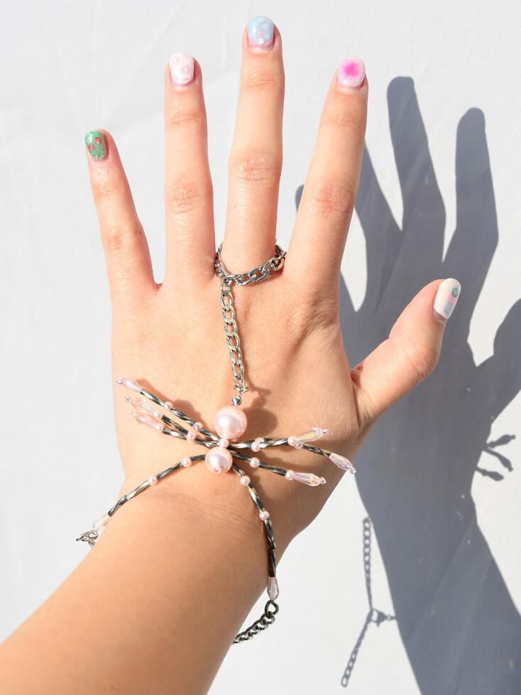 Pink Web Ring and Bracelet
