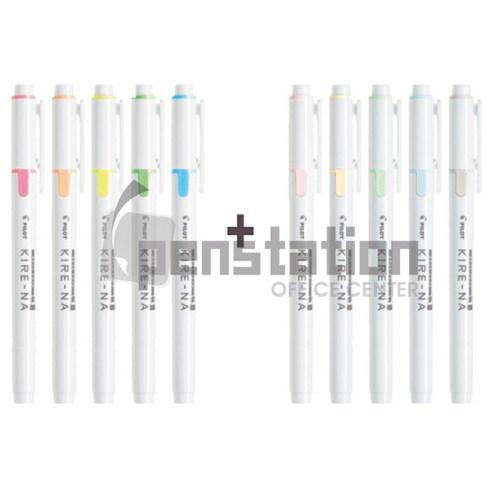 파이롯트 키레나 트윈 형광펜 5색 2개 묶음 세트, 베이직 컬러 5색+...