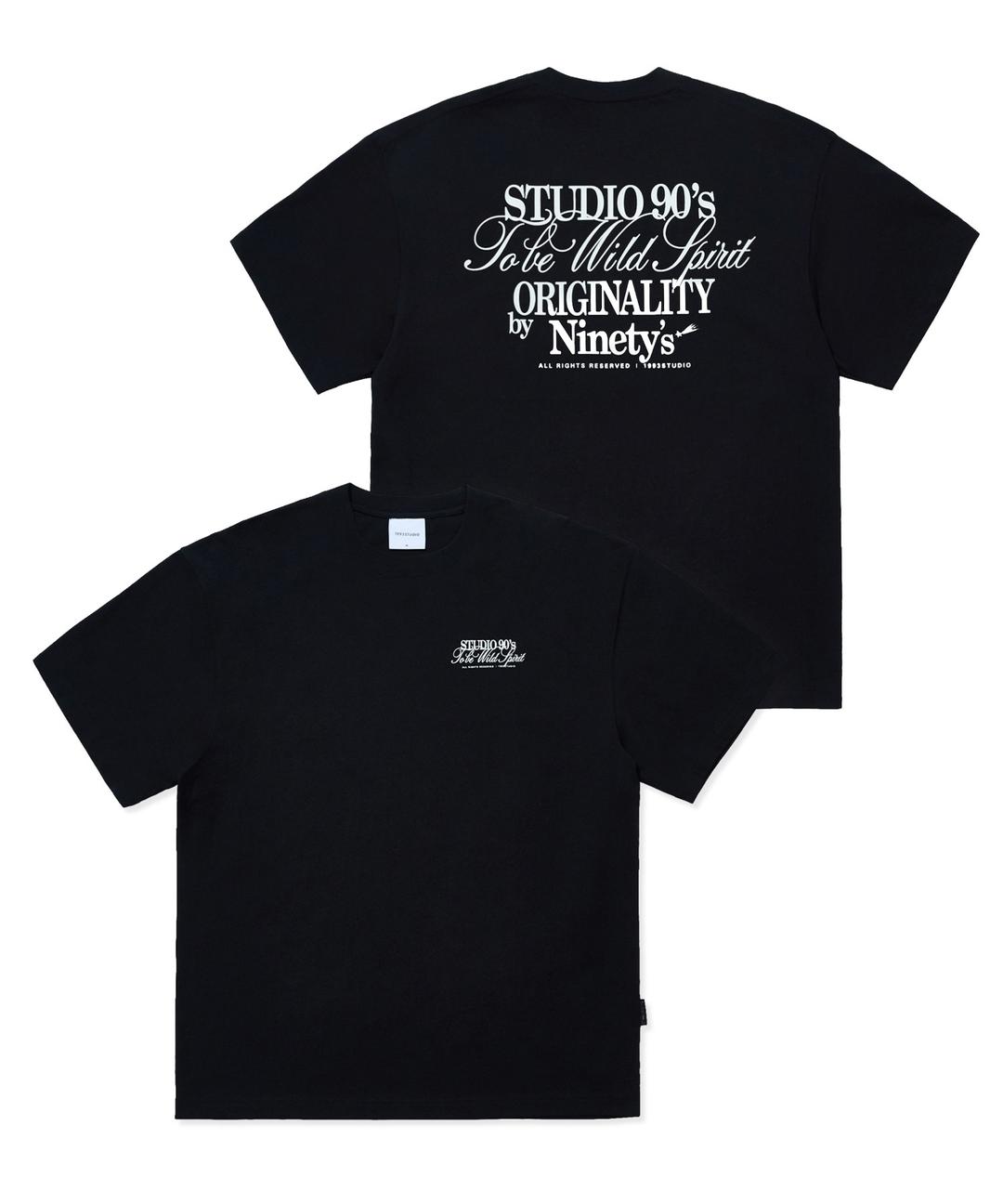 빈티지 레터링 티셔츠_블랙