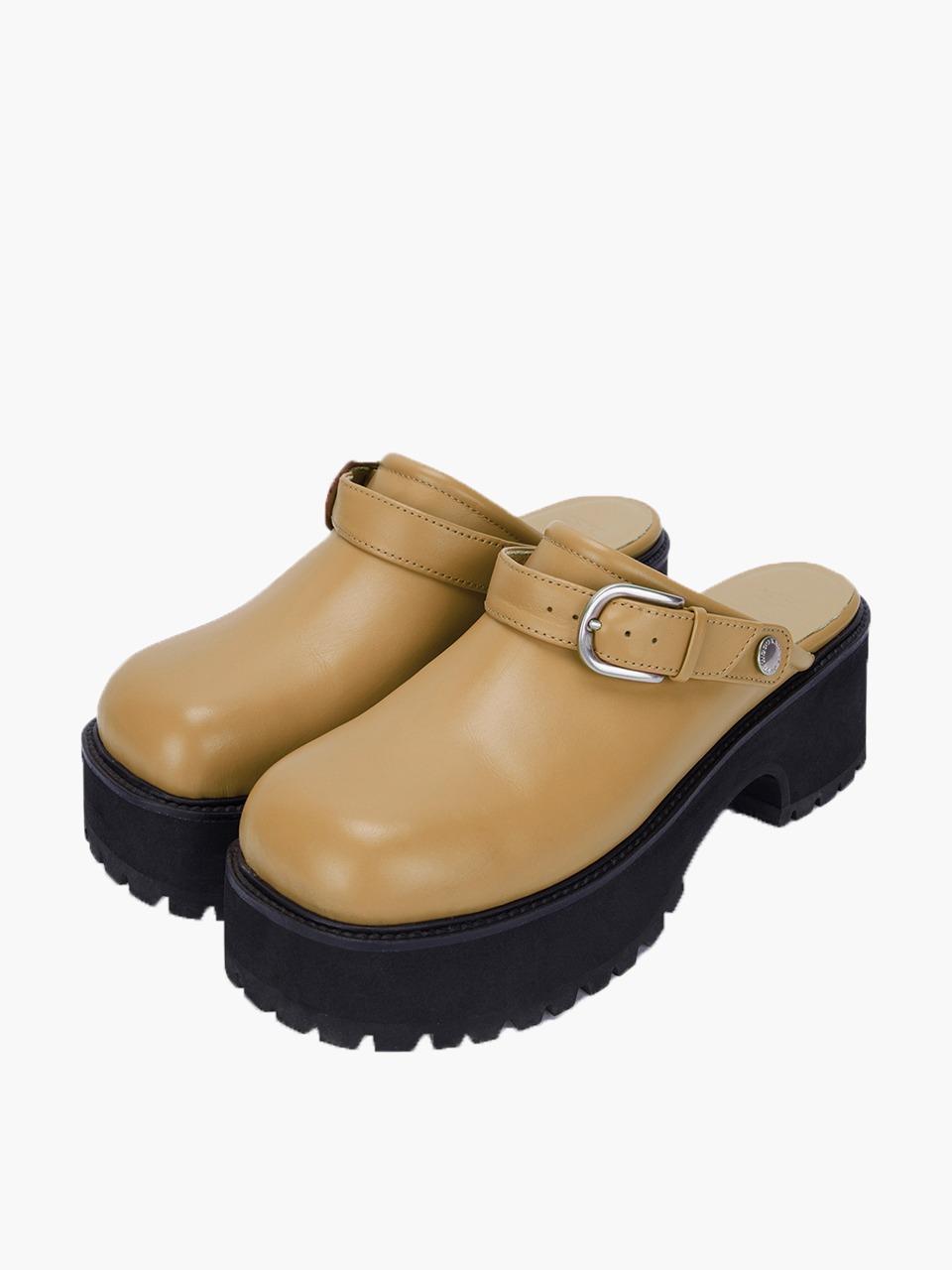 70's CLOGS_camel plain