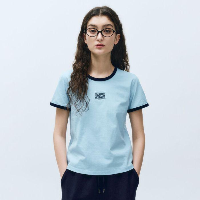 W CLASSIC LOGO RINGER TEE sky blue