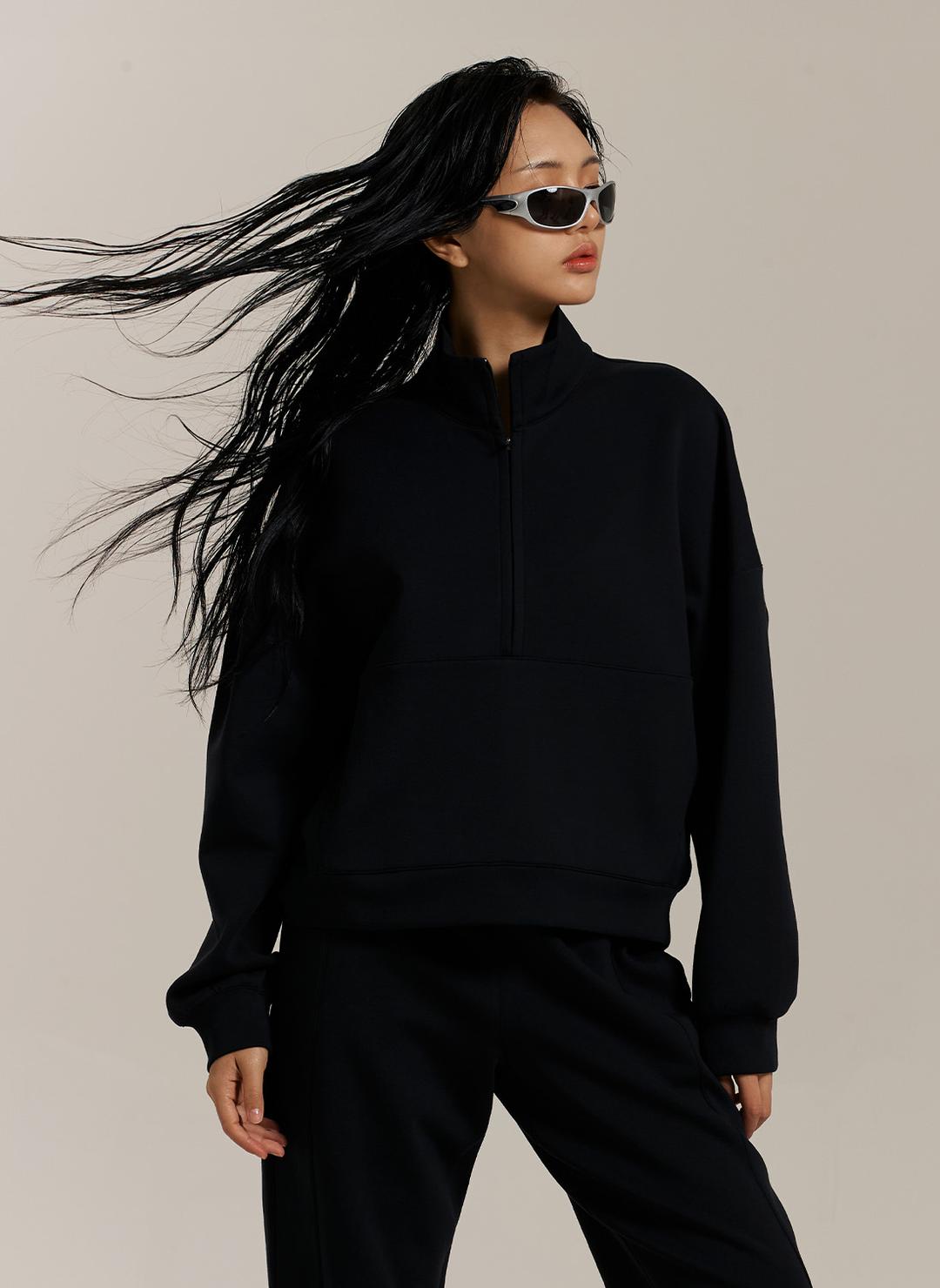 [10/15일 예약 배송] Driftcore Woman's Half Zip-up Top-Black