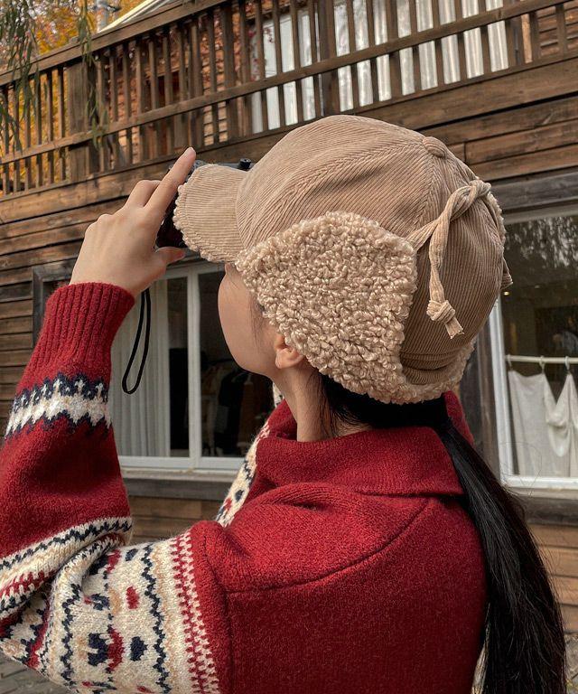 [3color] 코듀로이 투웨이 귀달이 트래퍼햇 무스탕 뽀글이 양털 군밤 방한 귀도리 챙 승마 스키 모자