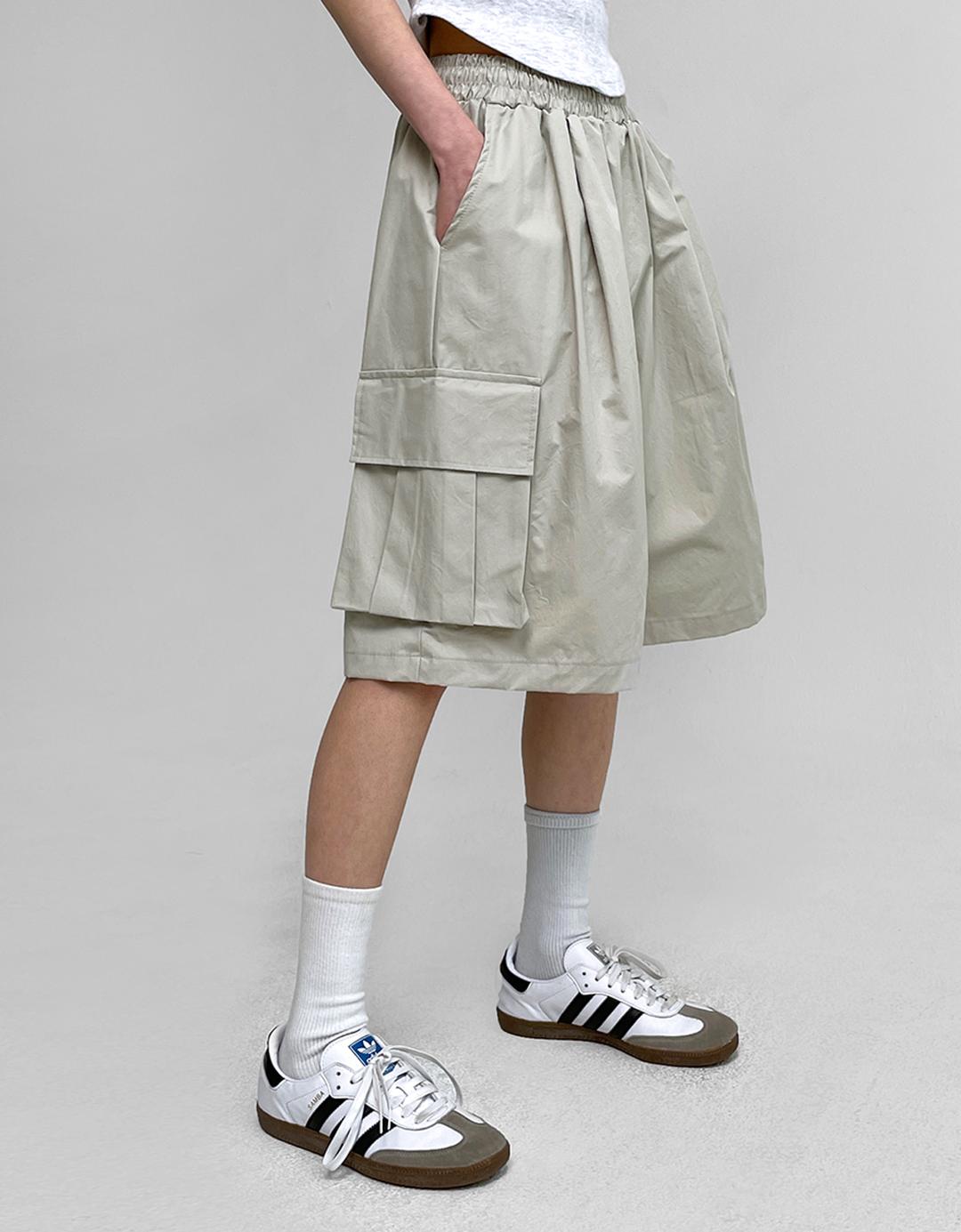 (UNISEX) 린켓 카고 버뮤다 밴딩팬츠