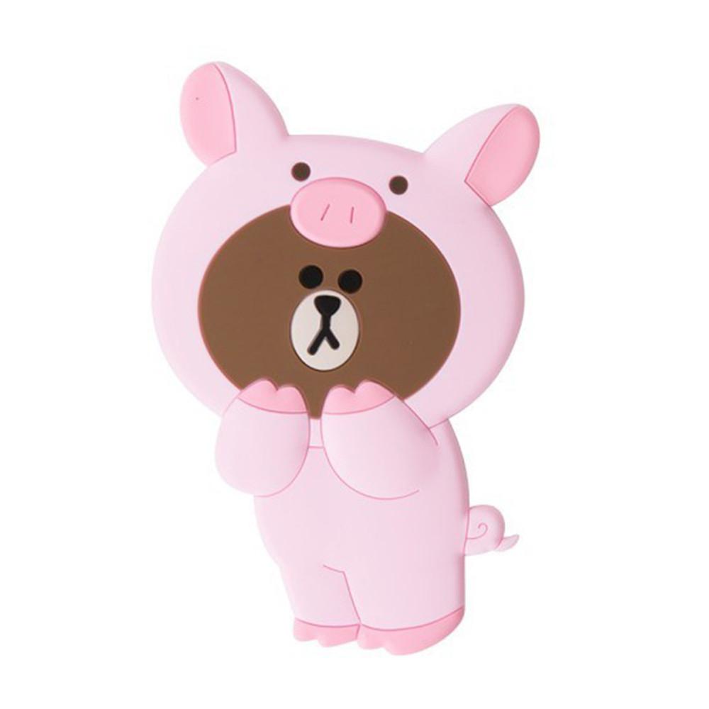 라인프렌즈 실리콘 손거울 - 피기브라운