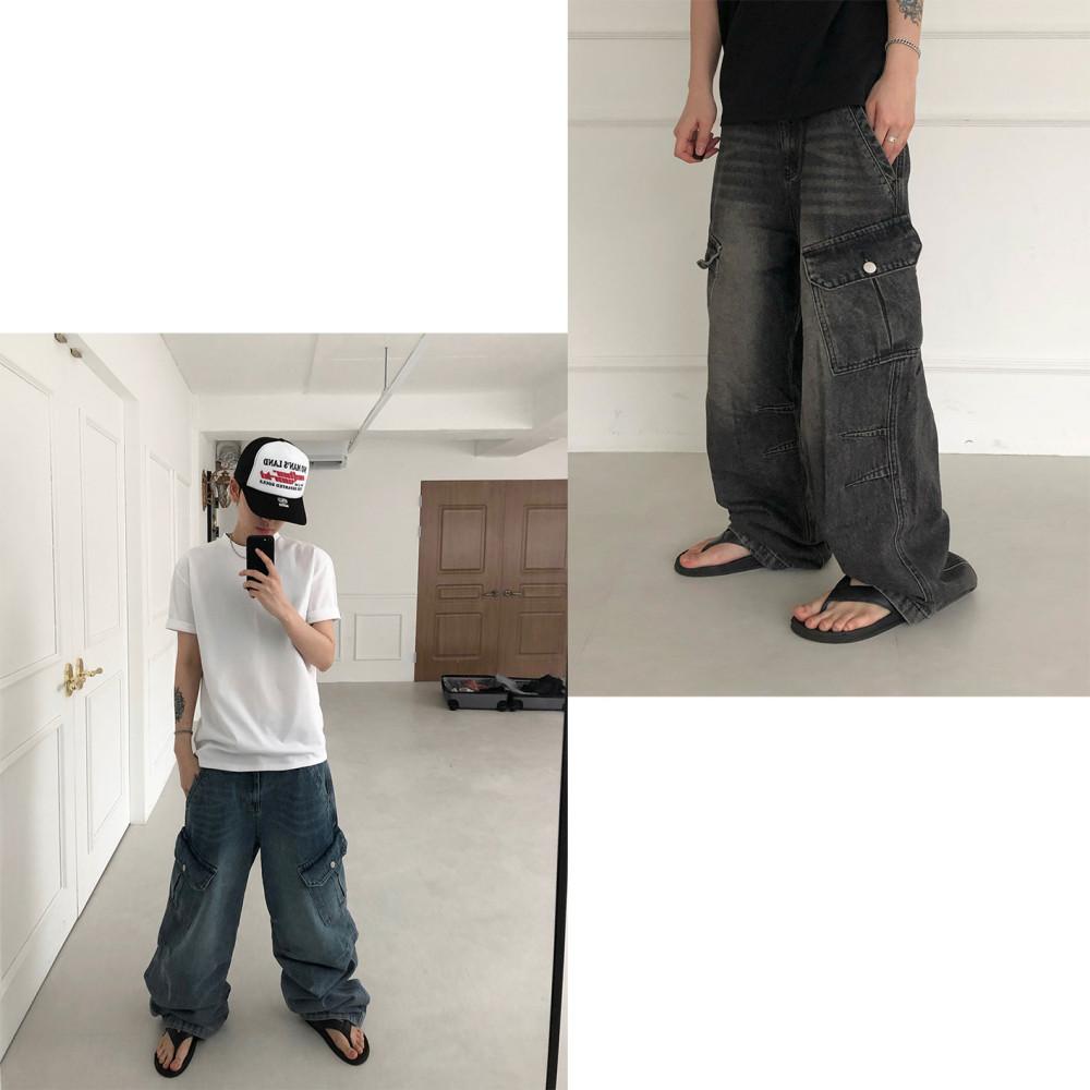 [남여공용] 몬 워싱 데님 카고 팬츠 (2 color)