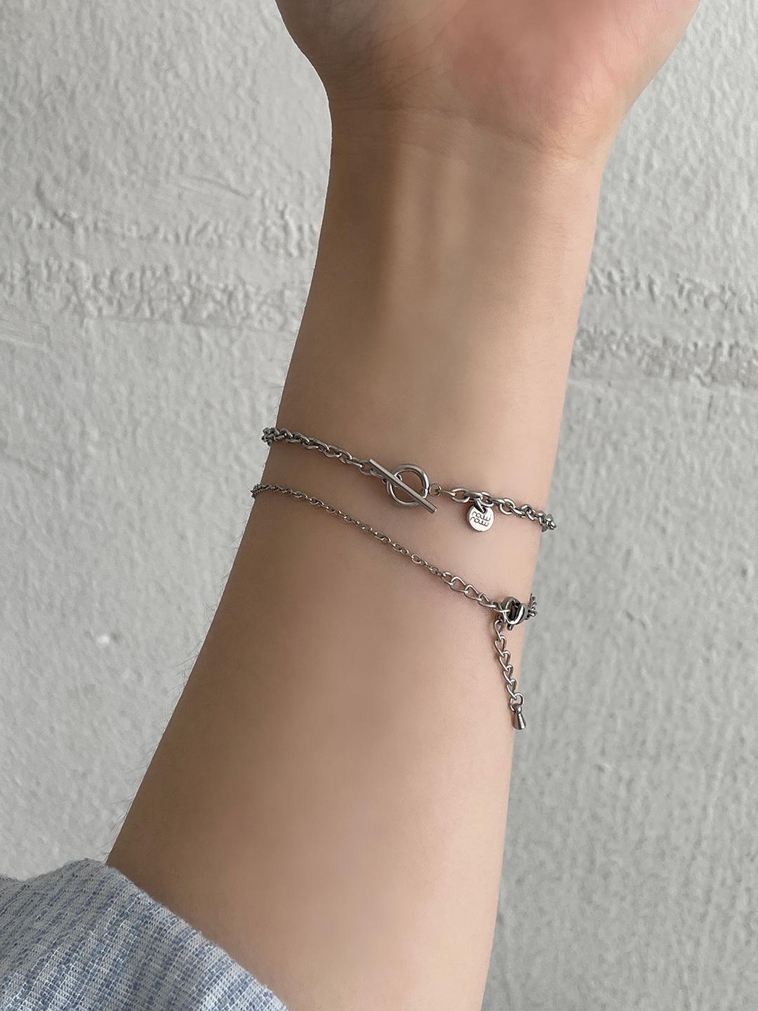 만원샵 [당일발송][써지컬스틸] 둥근 체인 토글바 팔찌 [made]