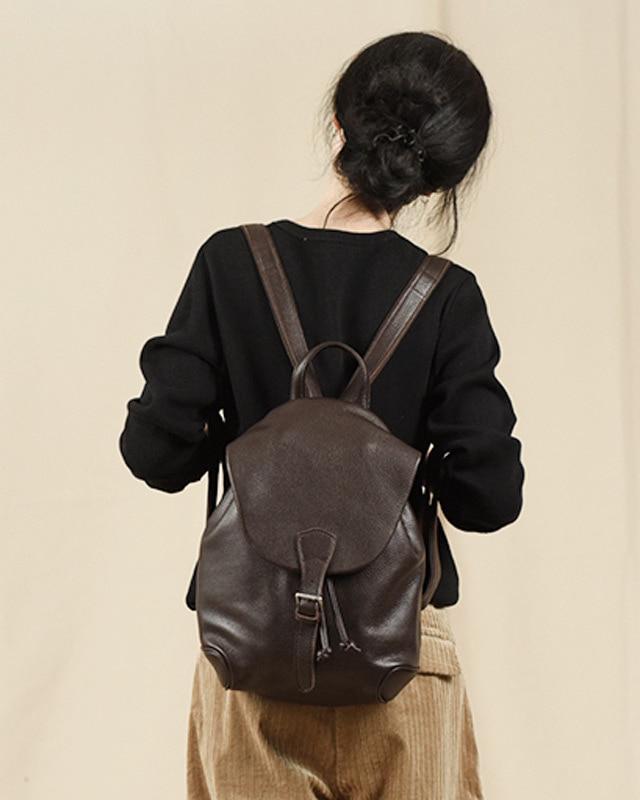 LRCP 레더 플립 백팩 (다크브라운)