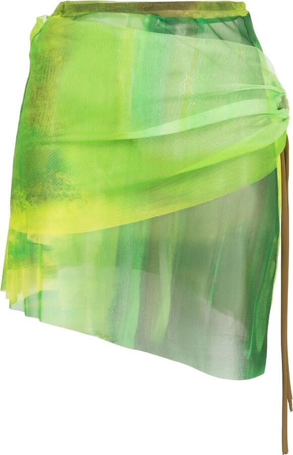 Paula Canovas Del Vas Mesh Graphic-Print Mini Skirt - ShopStyle