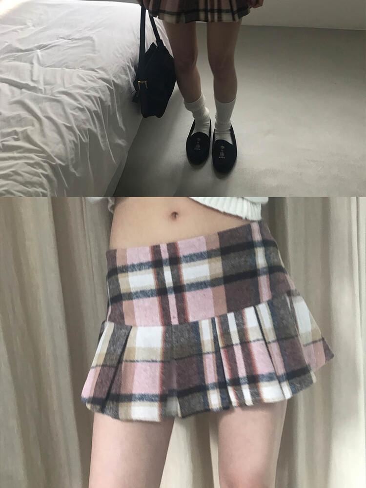 사토미라디오 Wool pleats low skirt