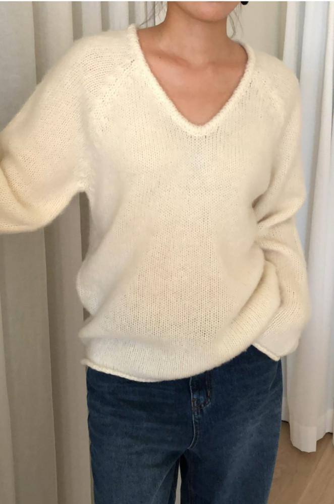 Founders 파운더스 알랭 스웨터 앤 머플러 브이넥 긴팔 울 오버핏 니트 세트 (3 color)