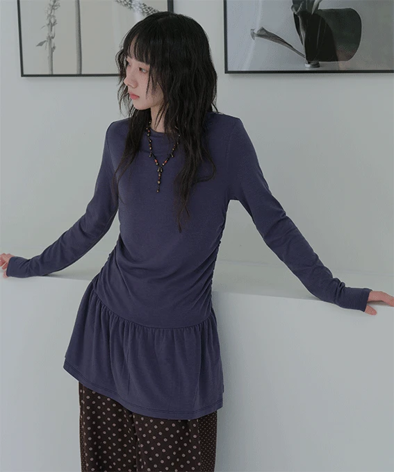 유니 셔링 기모 프릴 원피스 4color