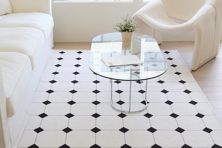 모던 클래식 체크 단모 디자인 사이잘룩 카페트 사계절 러그 3color