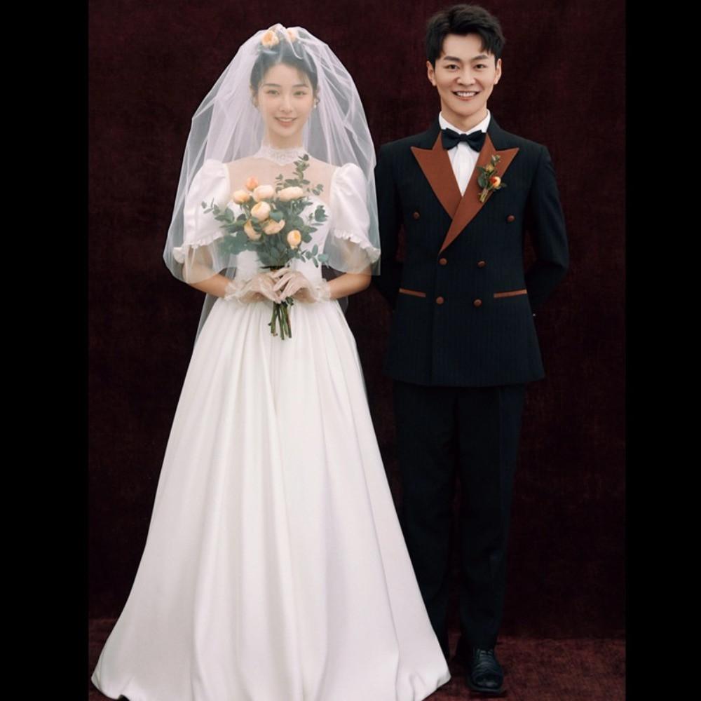 셀프 웨딩 드레스 스냅촬영 레트로 복고 스냅 벨라인 레이스 폴라