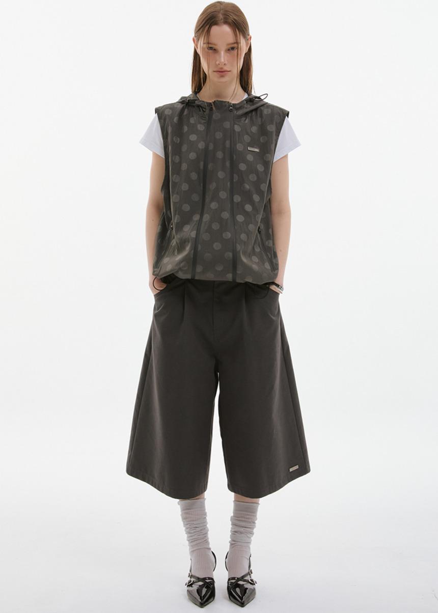 twin zipper dot hood vest (grey)