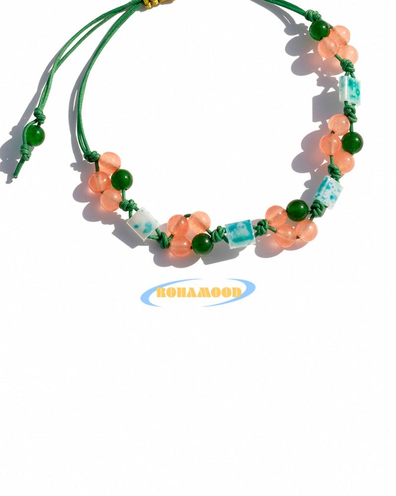로하무드 Trumpet creeper knot bracelet 능소화 원석 매듭팔찌 선물