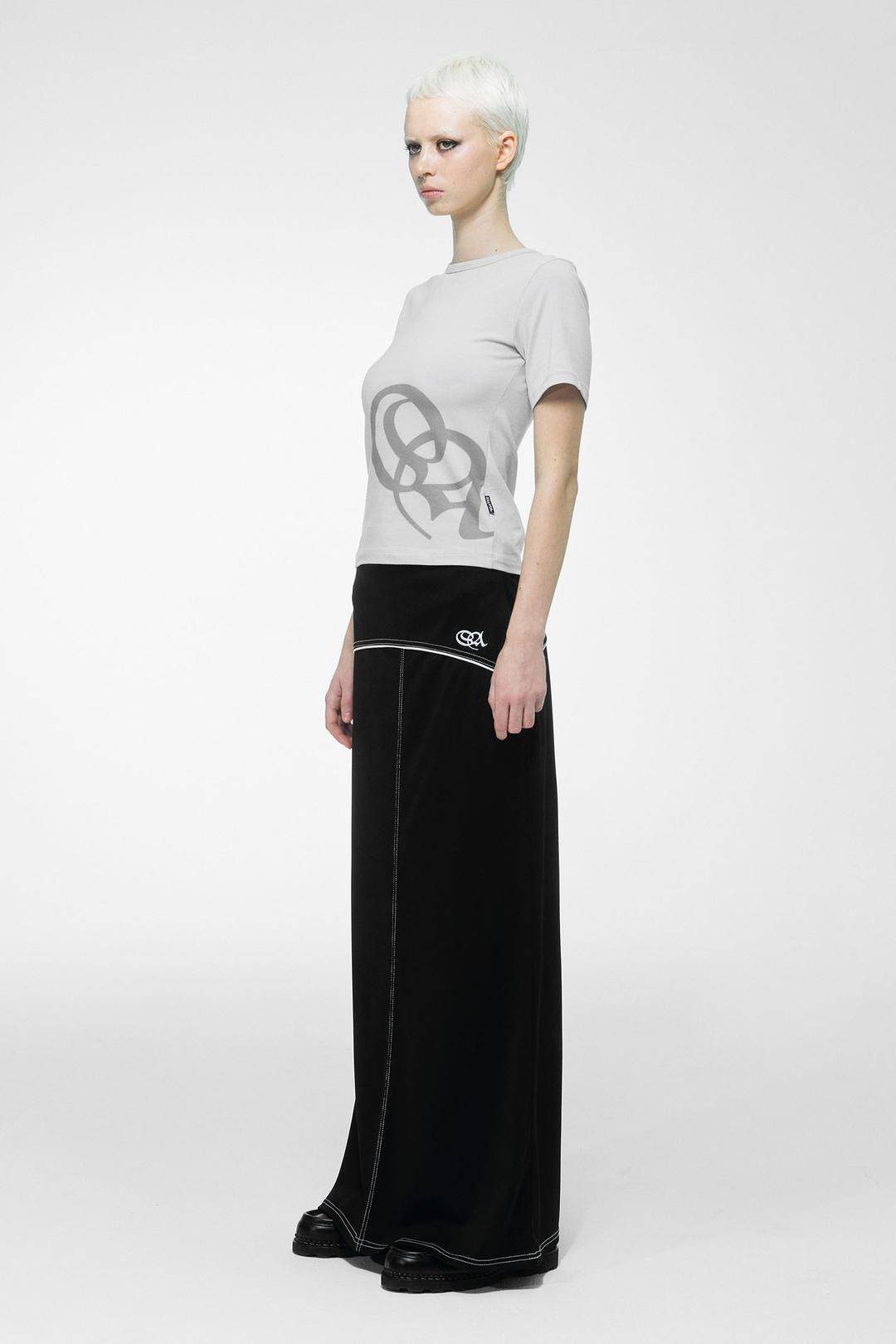 Oblique Logo Crop Top Pale Gray