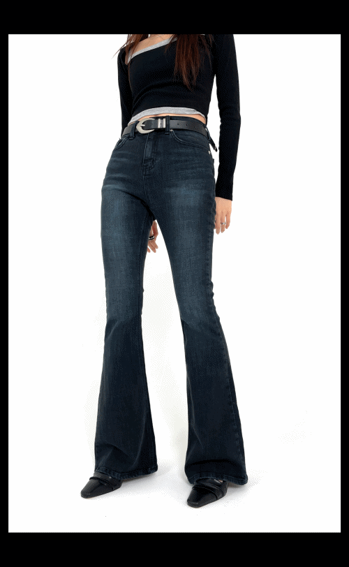 길리 슬림 스판 데님 청 부츠컷  바지 - S,M, L