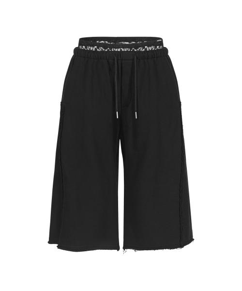 레이스 레이어드 버뮤다 쇼츠_블랙