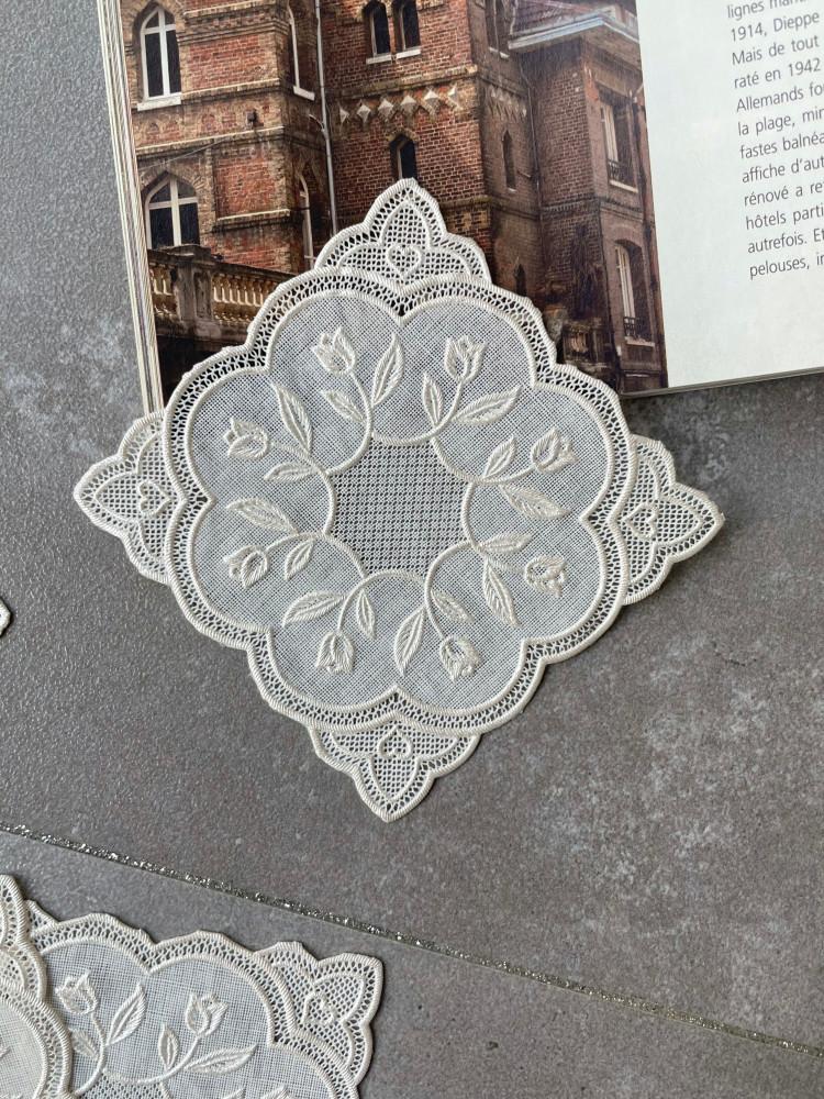 플라워 레이스 실리콘 방수 사각 컵받침 티 코스터 세트 신혼부부 집들이 선물 아이스커피 쥬스잔받침