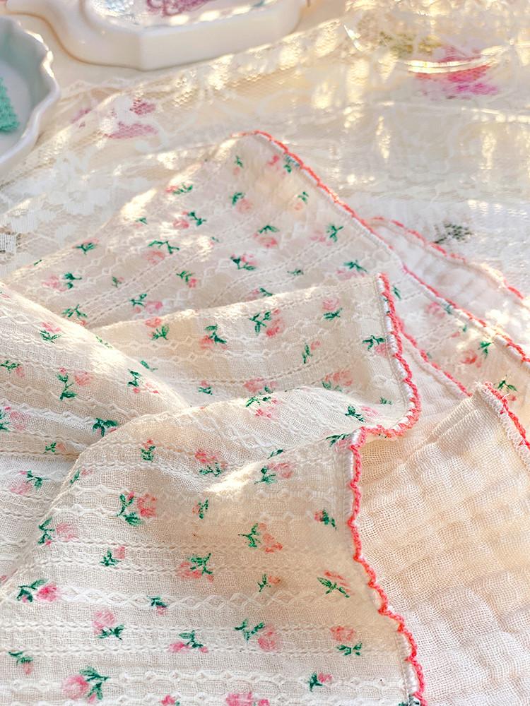 ★5차재입고★ 제인 핑크 피치 키친클로스 거즈 손수건 테이블매트 자체제작 자체디자인 핸드메이드 감성 귀여운 파스텔 식탁매트 홈카페 데코 다용도덮개 다꾸 배경지 촬영소품