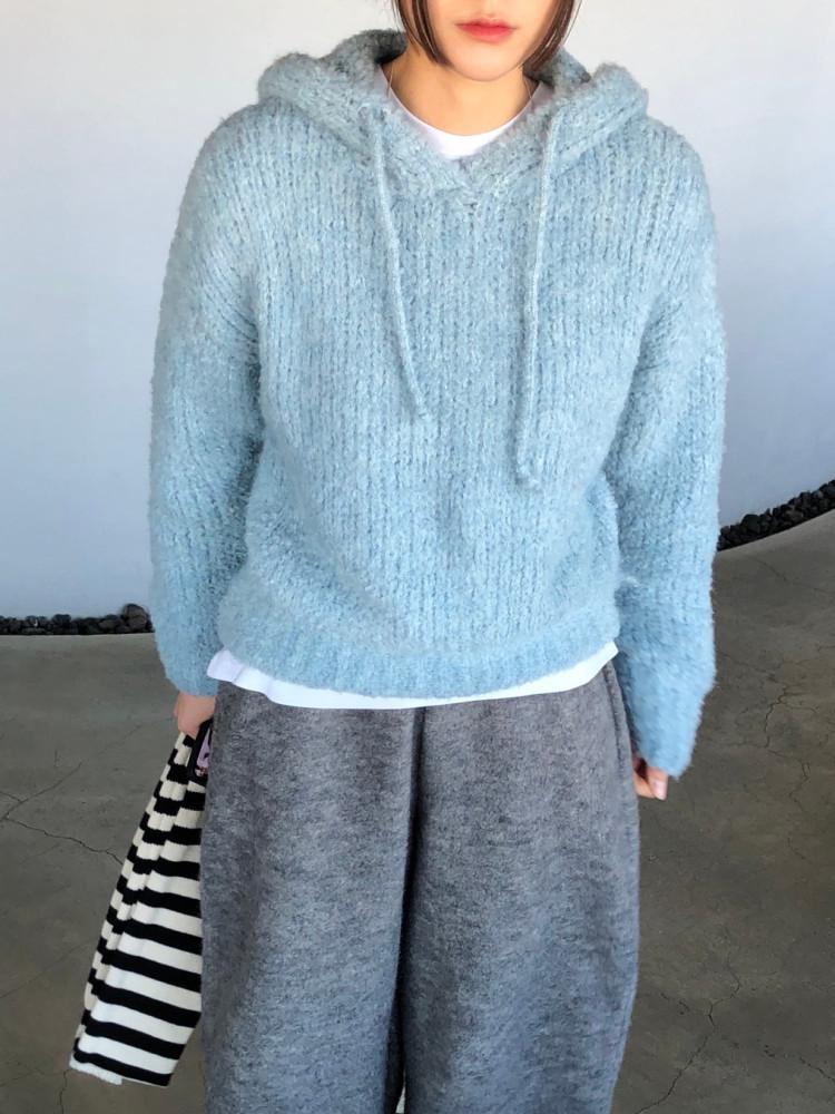 딩 뽀송 후드 컬러 니트 2color