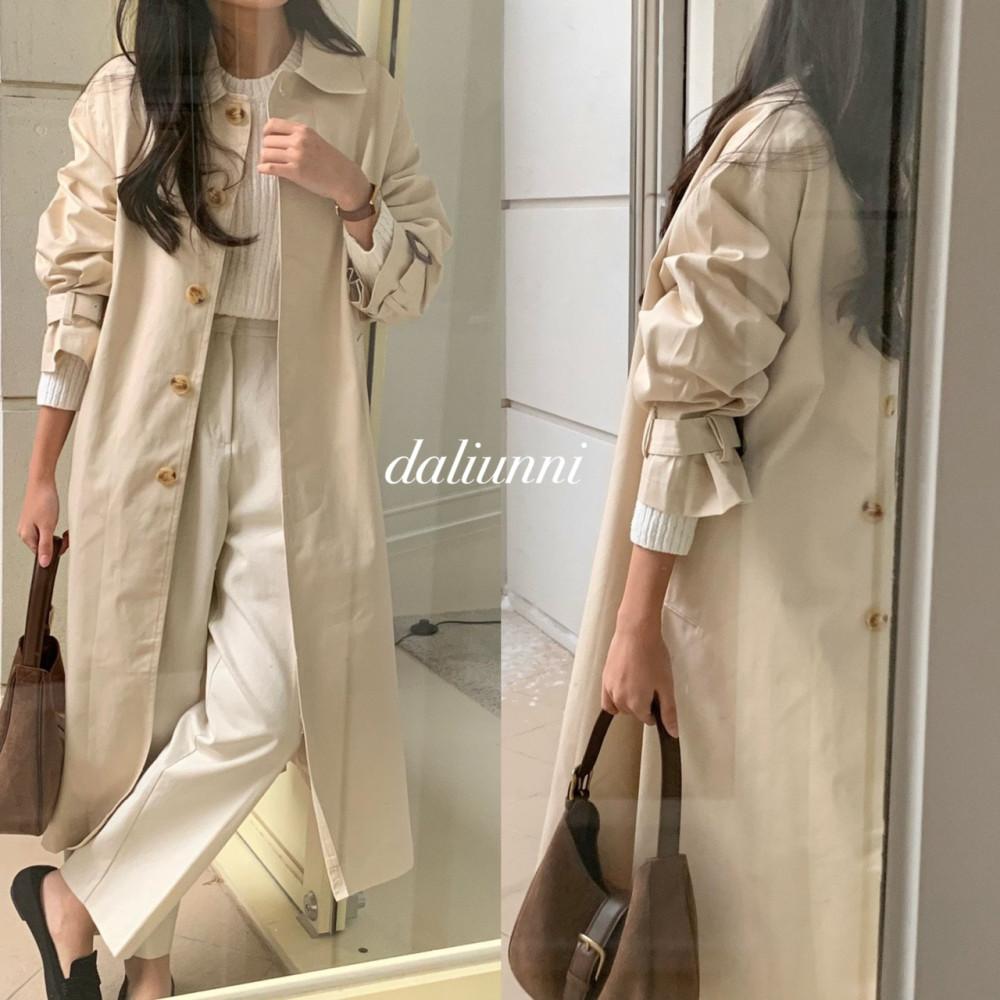 모아니 백슬릿 오버핏 트렌치코트 / 달리언니