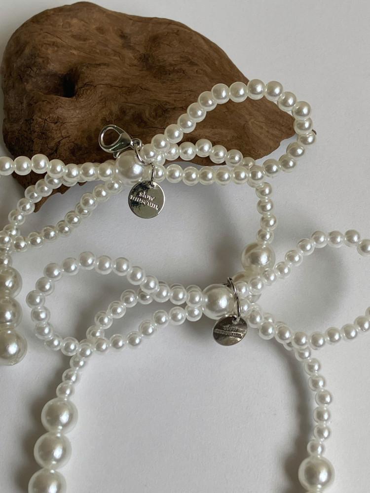 신발꾸미기 진주리본 실버로고 슈참 운동화끈 신꾸세트(2p)