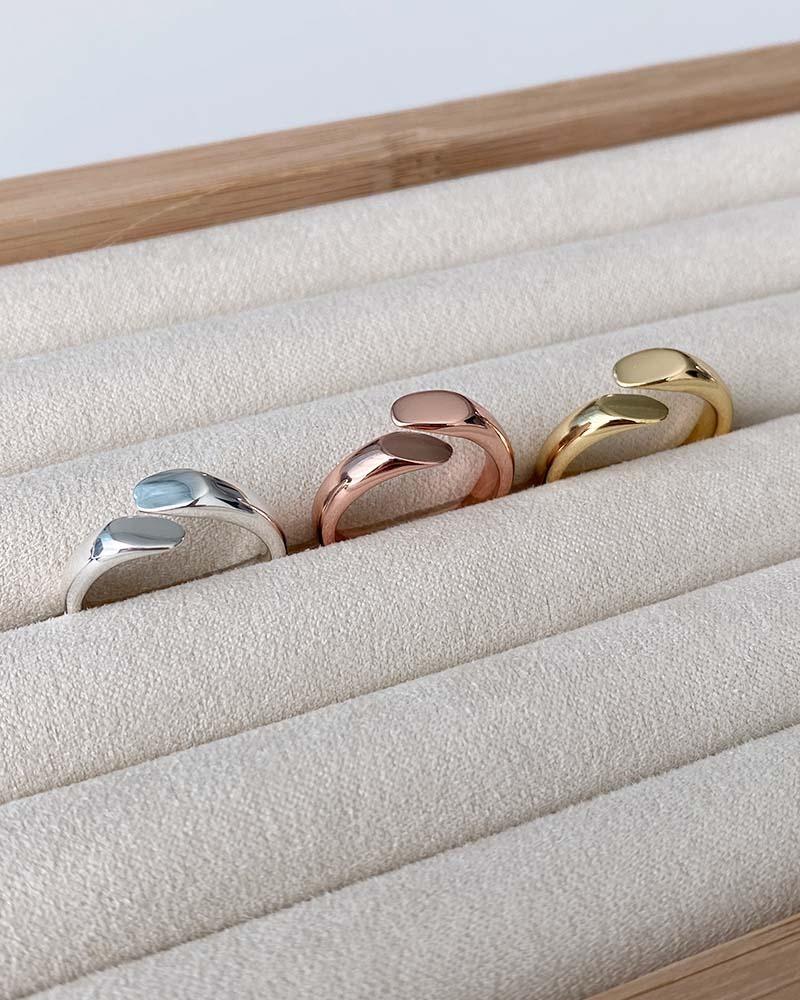 실버925 투라인 볼륨 오픈 반지 R7006