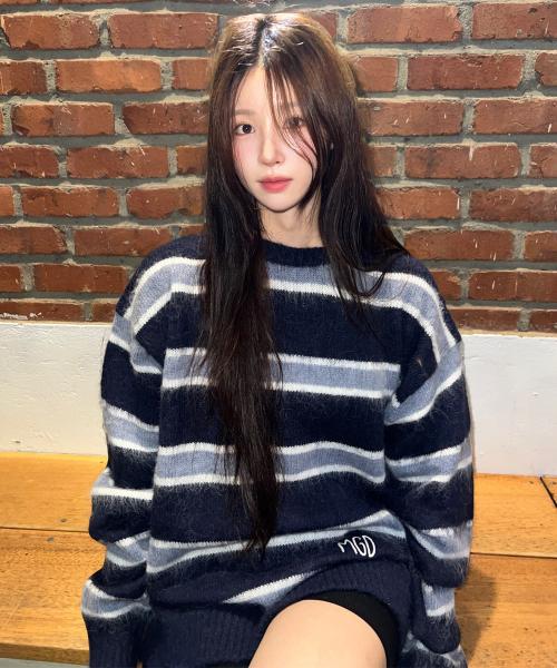 HAIRY STRIPE KNIT SWEATER NAVY(MG2FFMK600A)
