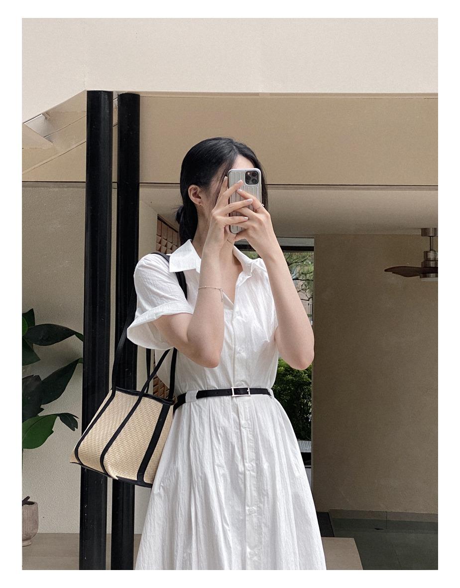 [Belt-set] 링클 셔츠 원피스 [화이트]