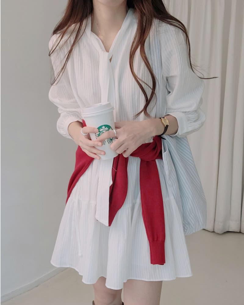 [무배] 비아 바스락 코튼 타이 원피스