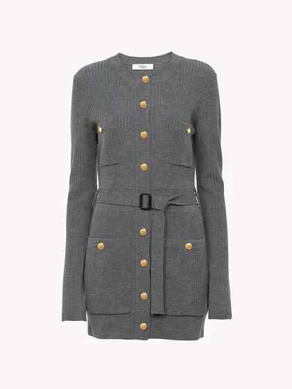 울 니트 롱 피티드 가디건