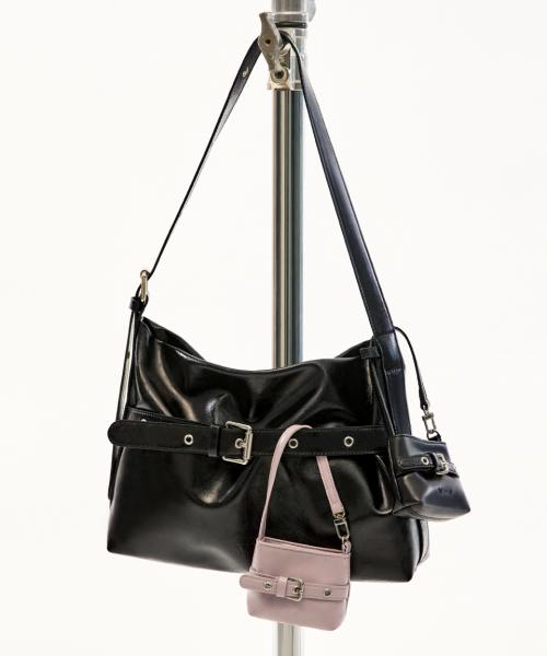 [SET] 미디움 버클 호보 숄더 크로스백 _ 블랙