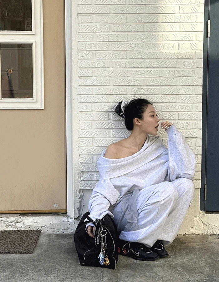 루즈 카울넥 후디 탑