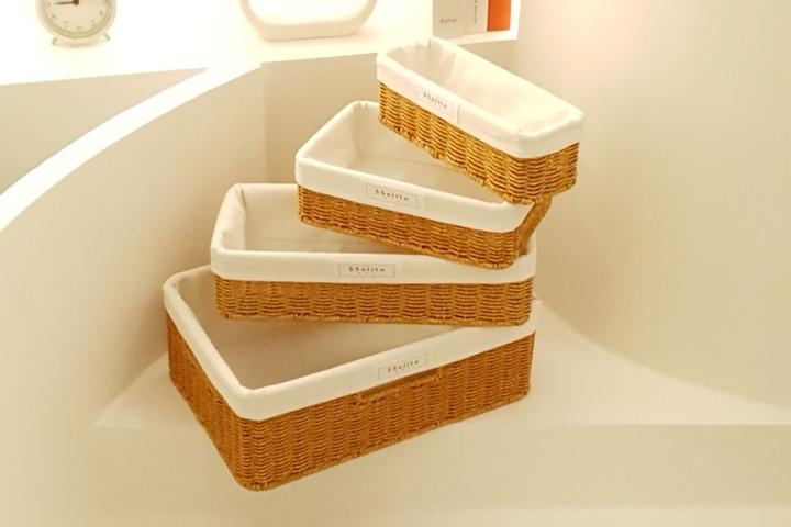 라탄 PP 수건 소품 바구니10size 2colors+코튼안감추가 선택