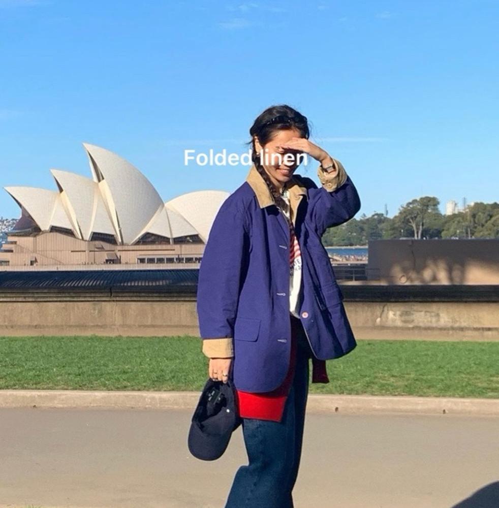 (당일)Vasil 바질 웨일 자켓 칼라넥 리버시블 워크웨어 루즈핏 하프 자켓(2color)