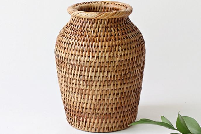 라탄 인테리어 소품 화병 꽃병 화분 커버 꽃꽂이 조화 꽂이 (2size)