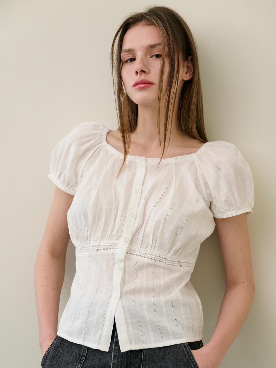 샐러드볼즈  PUNCHING LACE BLOUSE [WHITE]