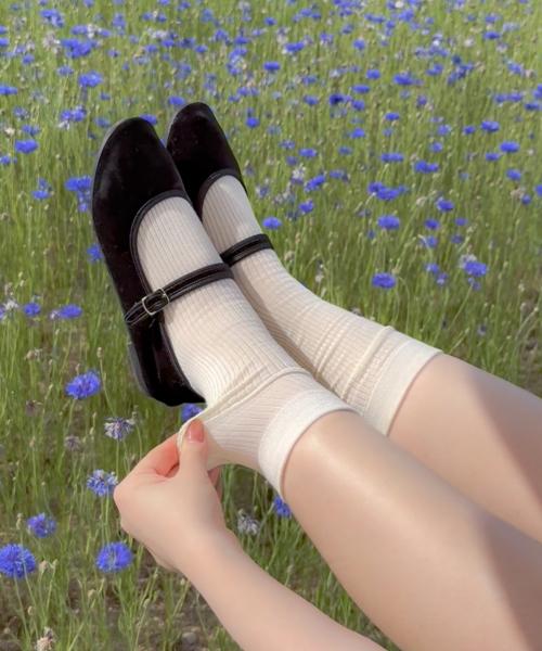 [5pack]메리 골지 셔링 시스루양말