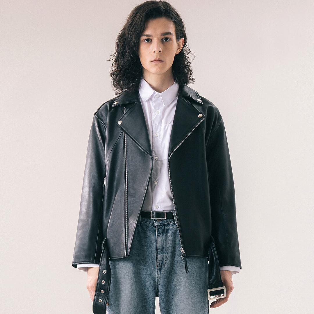 LAMBSKIN OVERFIT RIDER JACKET-man