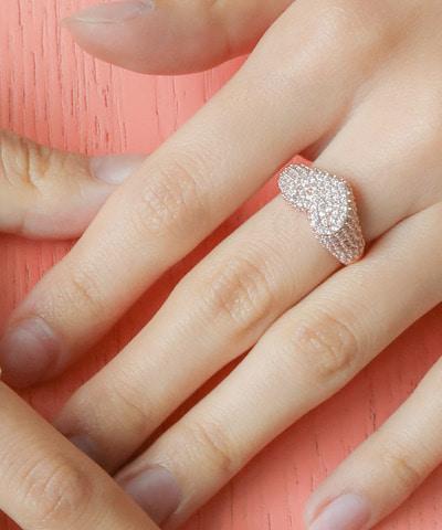 [SILVER] PAVE HEART RING (2 COLORS)