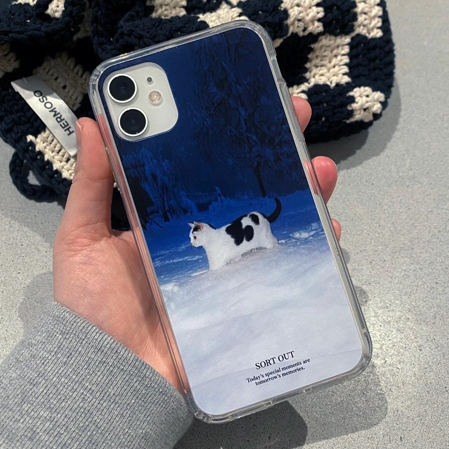 [blue snow kitty cat jelly hard case] 고양이 동물 겨울 눈 폰케이스