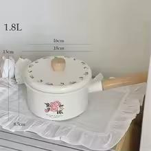 뚜껑이 달린 에나멜 우유 팬, 빈티지 핑크 장미 주방 냄비, 아기 음식 냄비, 작은 국수 수프 냄비, 에나멜 조리기구 기구