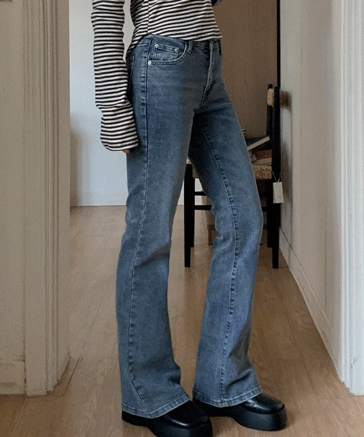 [3type/숏,일반,롱] 히릿 부츠컷 히든밴딩 워싱 데님 팬츠 - 4size