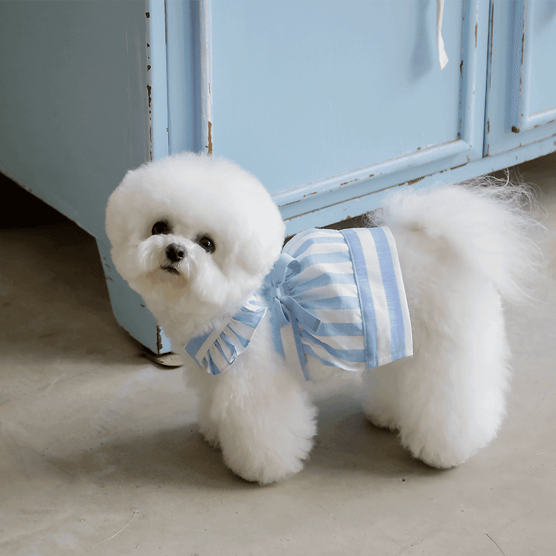 말랑먼트 파스텔 스트라이프 원피스- 블루