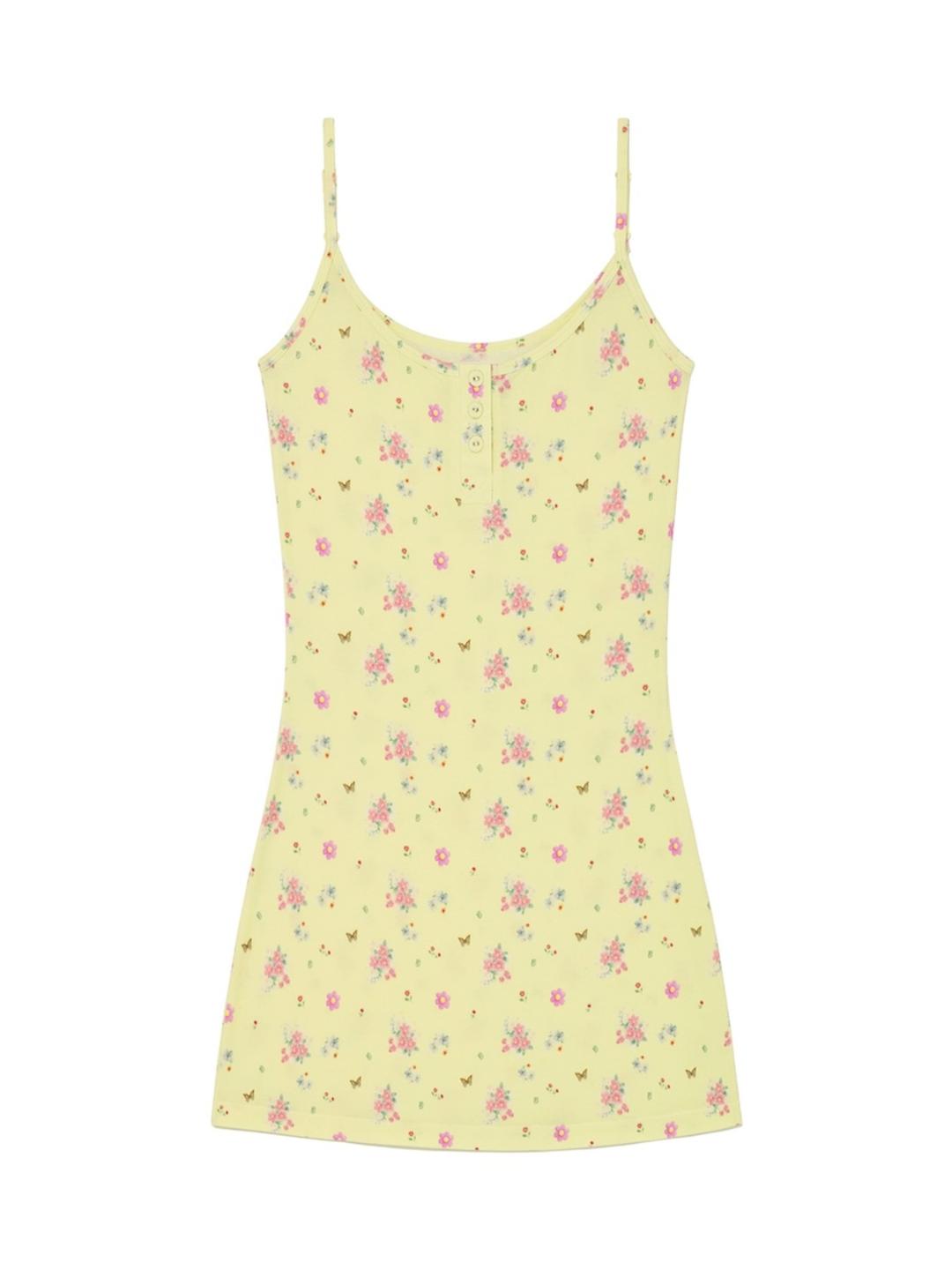 MELLOW CAMI DRESS (LIME BOUQUET)