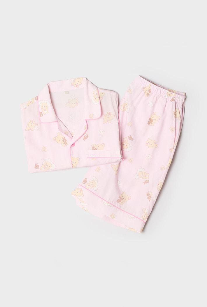 [리락쿠마] 쿠마들의 느긋한 반팔 파자마(PINK)_SPPPG25U09