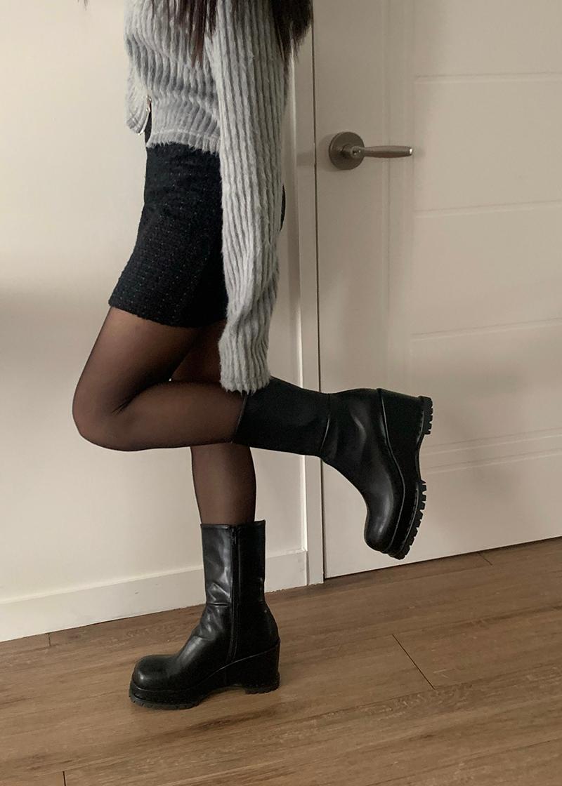 바이트 가보시 통굽 미들 부츠